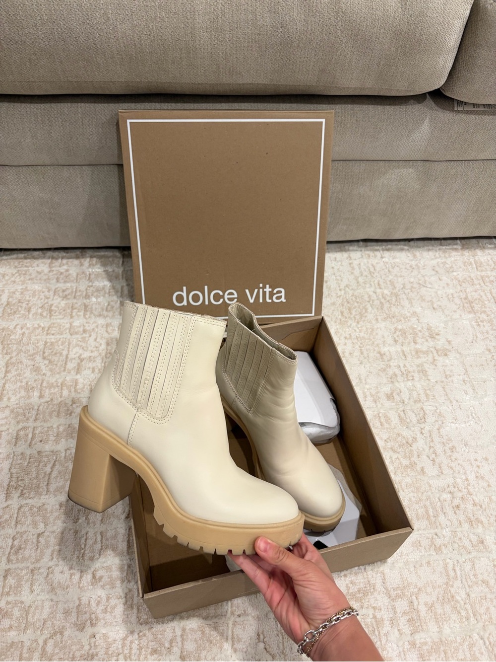 Dolce Vita Caster H20 Beige Platforms Boots